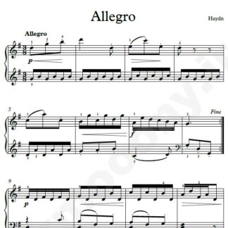 نت پیانو Allegro From Sonata In G هایدن