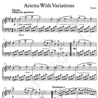 نت پیانو Arietta With Variations هایدن