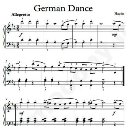 نت پیانو German Dance In D Major هایدن