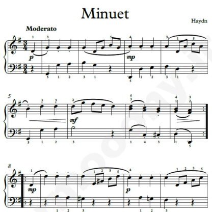نت پیانو Minuet هایدن