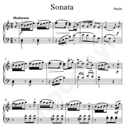 نت پیانو Sonata Hob.10 هایدن