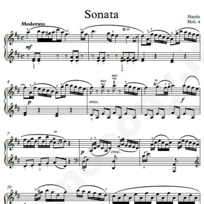 نت پیانو Sonata Hob.4 هایدن