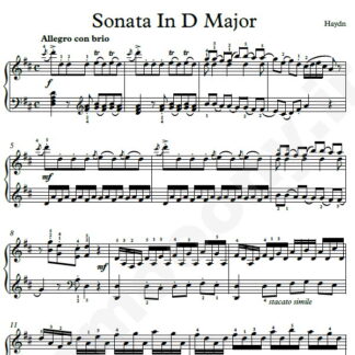 نت پیانو Sonata In D Major هایدن