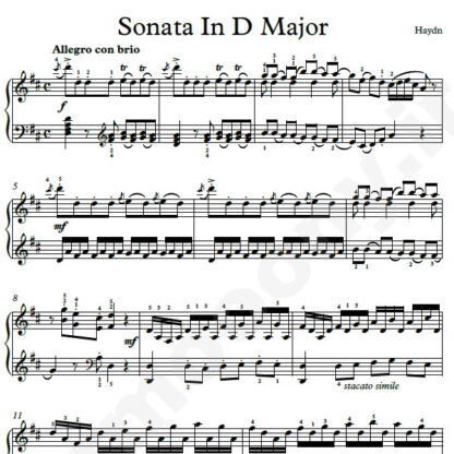 نت پیانو Sonata In D Major هایدن