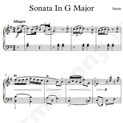 نت پیانو Sonata In G Major Hob.8 هایدن