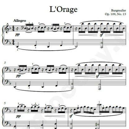 نت پیانو LOrage Op.109 No.13 فردریک برگمولر