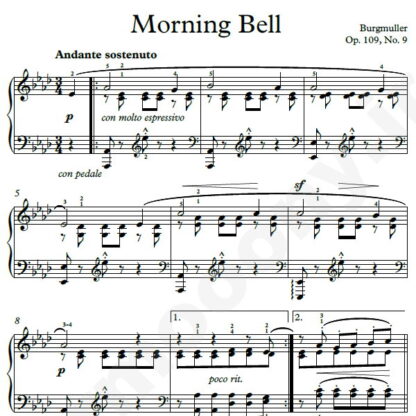 نت پیانو Morning Bell Op.109 No.9 فردریک برگمولر