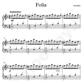 نت پیانو Folia دومنیکو اسکارلاتی