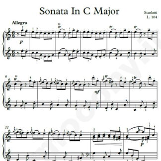 نت پیانو Sonata In C Major L.104 اسکارلاتی