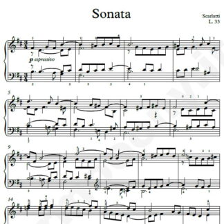 نت پیانو Sonata L.33 اسکارلاتی