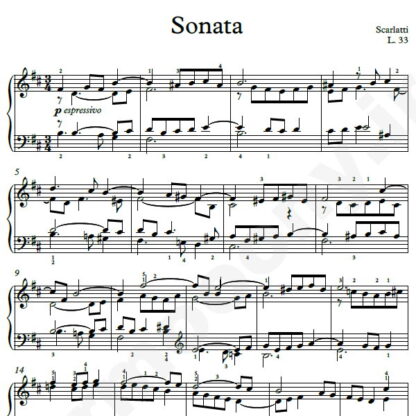 نت پیانو Sonata L.33 اسکارلاتی