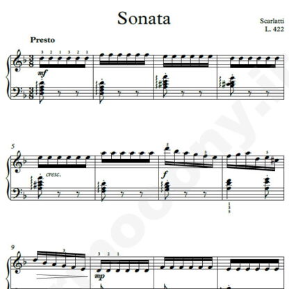 نت پیانو Sonata L.422 اسکارلاتی