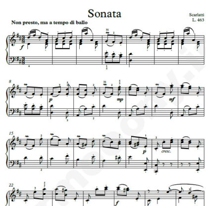 نت پیانو Sonata L.463 اسکارلاتی
