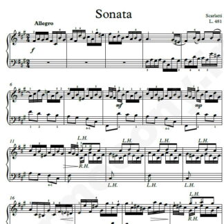نت پیانو Sonata L.481 اسکارلاتی