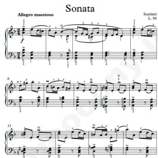 نت پیانو Sonata L.58 اسکارلاتی