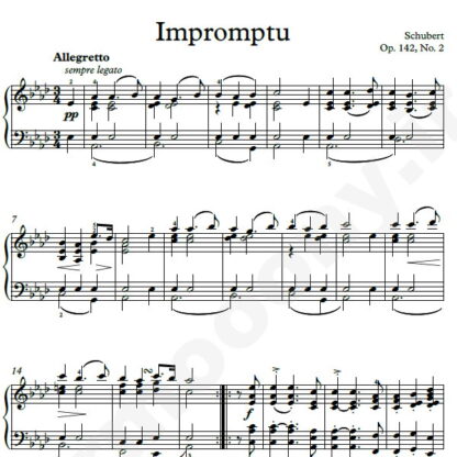 نت پیانو Impromptu Op.142 No.2 شوبرت