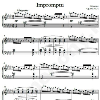 نت پیانو Impromptu Op.90 No.4 شوبرت