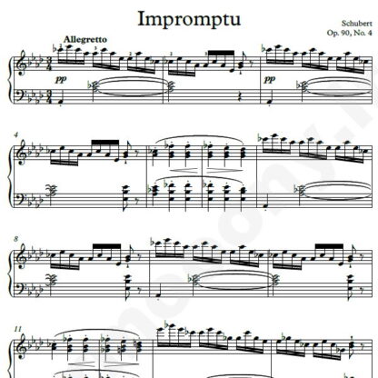 نت پیانو Impromptu Op.90 No.4 شوبرت