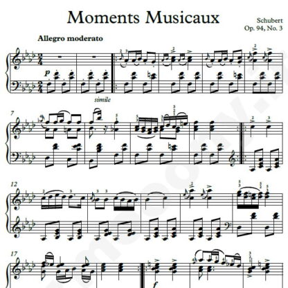 نت پیانو Moments Musicaux Op.94 No.3 شوبرت