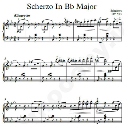 نت پیانو Scherzo In Bb Major DV-593 شوبرت