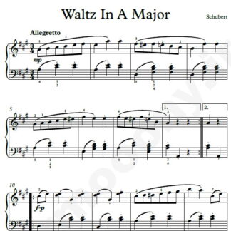 نت پیانو Waltz In A Major شوبرت