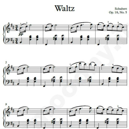 نت پیانو Waltz Op.18 No.5 شوبرت