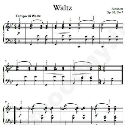 نت پیانو Waltz Op.33 No.7 شوبرت