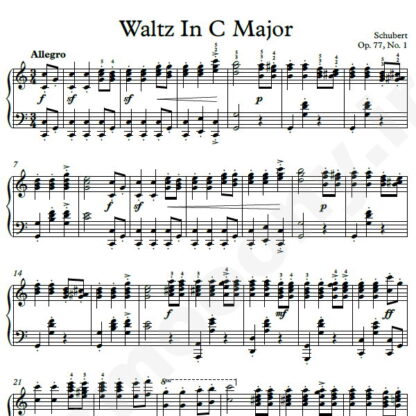 نت پیانو Waltz Op.77 No.1 شوبرت