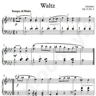 نت پیانو Waltz Op.9 No.1 شوبرت