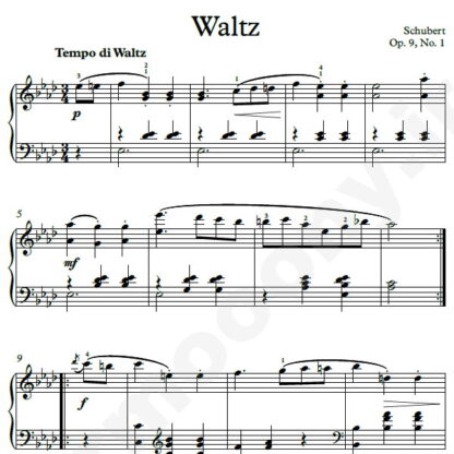 نت پیانو Waltz Op.9 No.1 شوبرت