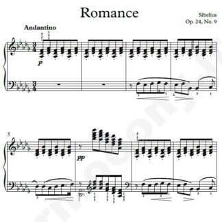 نت پیانو Romance Op.24 No.9 سیبلیوس