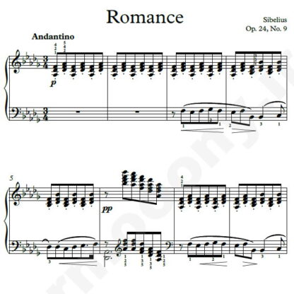 نت پیانو Romance Op.24 No.9 سیبلیوس