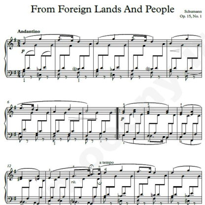 نت پیانو From Foreign Lands And People Op.15 No.1 شومن