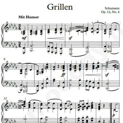 نت پیانو Grillen Op.12 No.4 شومن