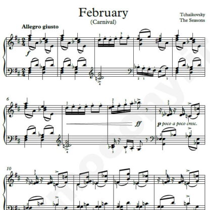 نت پیانو February Carnival چایکوفسکی