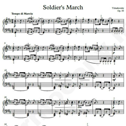 نت پیانو Soldiers March Op.39 چایکوفسکی