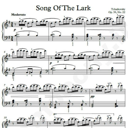 نت پیانو Song Of The Lark Op.39 No.22 چایکوفسکی