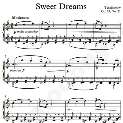 نت پیانو Sweet Dreams Op.39 No.21 چایکوفسکی