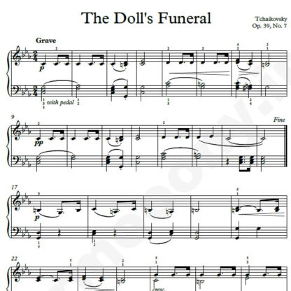 نت پیانو The Dolls Funeral Op.39 No.7 چایکوفسکی