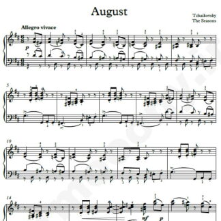 نت پیانو The Seasons August چایکوفسکی