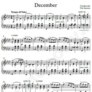 نت پیانو The Seasons December چایکوفسکی