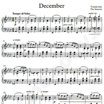 نت پیانو The Seasons December چایکوفسکی