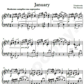 نت پیانو The Seasons January چایکوفسکی