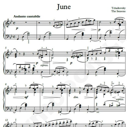 نت پیانو The Seasons June چایکوفسکی