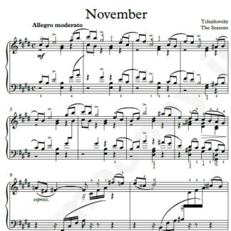نت پیانو The Seasons November چایکوفسکی