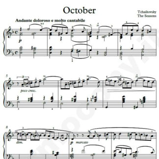 نت پیانو The Seasons October چایکوفسکی