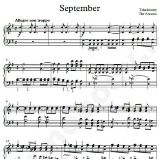 نت پیانو The Seasons September چایکوفسکی