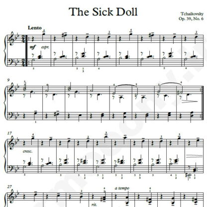 نت پیانو The Sick Doll Op.39 No.6 چایکوفسکی