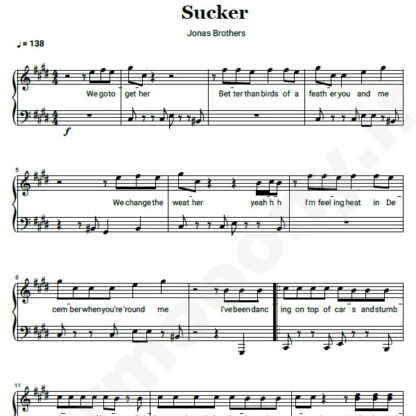 نت پیانو sucker jonas brothers