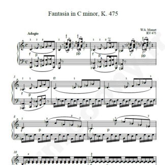 نت پیانو Fantasia in C minor K 475 موتسارت